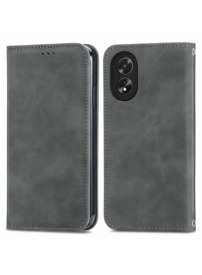 S-TOP Case For OPPO A38 Retro Skin Feel Magnetic Flip Leather Phone Case - Image 1