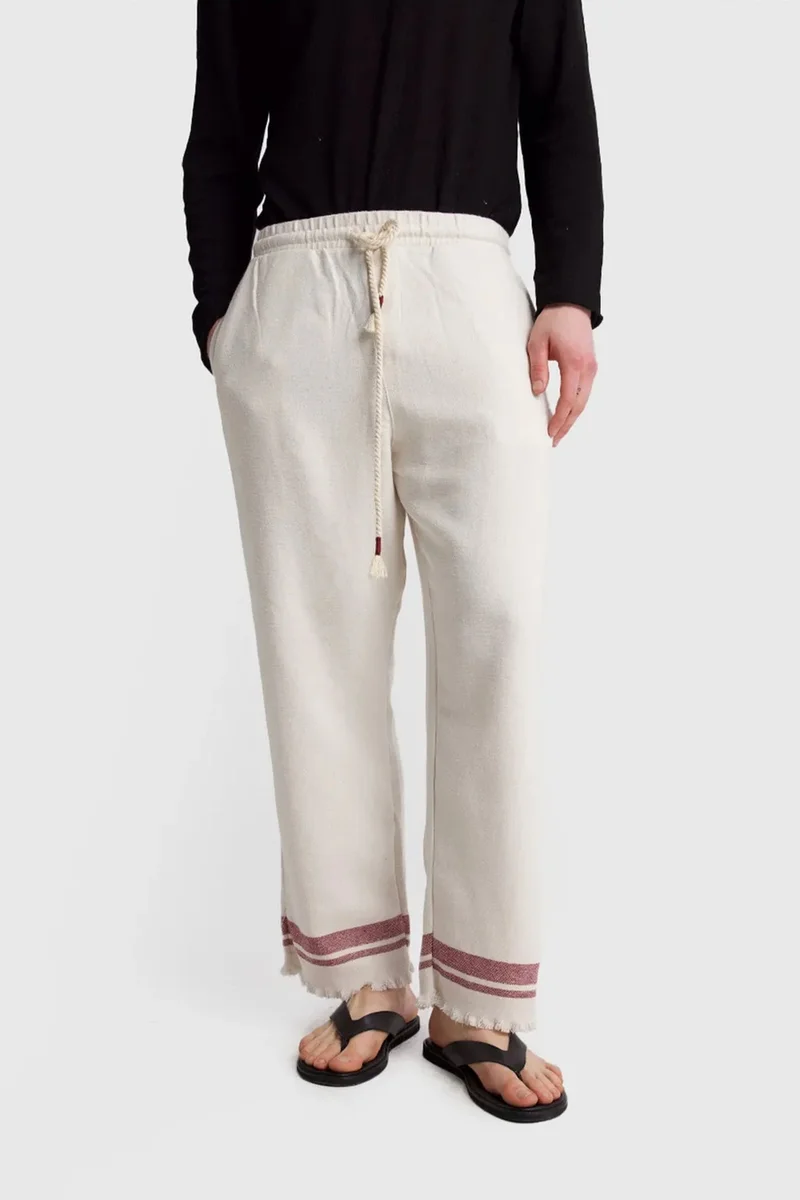 Giesto Dusty White GIESTO Men's Cotton Knit Pants for Men | Best Price UAE