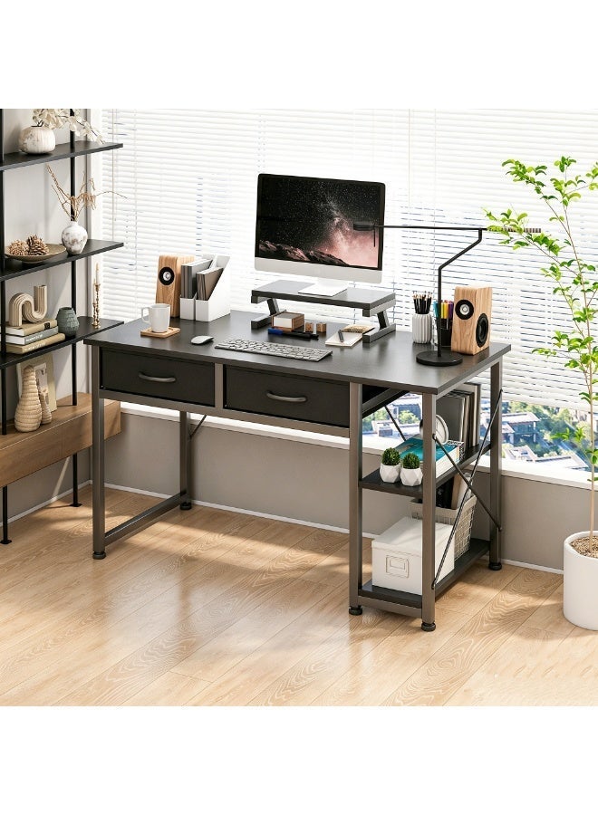 NEWLAN Office Desk Computer Desk Study Desk Writing Table Gaming Desk with 2 Fabric Drawers, Modern Study Table with Storage, Easy to assemble 100 x 75 x 53 cm - Image 1