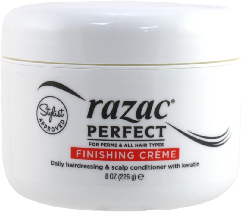 Razac Perfect for Perms Finishing Crème - Daily Hairdressing & Scalp Conditioner with Keratin, 8 Ounce - Image 1