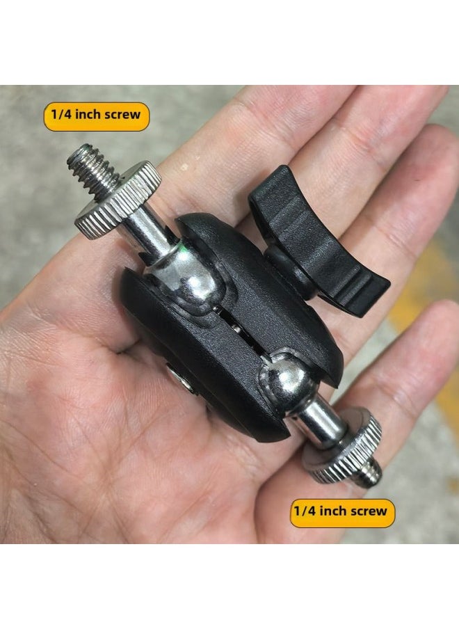 Generic 17mm Ball Head To 1/4 Inner And Outer Mobile Phone Bracket Replacement Pan/tilt Universal Wheel Adapter Pea Pods Connection Accessories-Body Color:Double Metal Ball Steering Joint (double 1/4 Screw)  - Image 1
