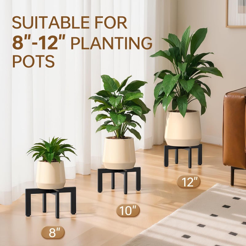 JND Adjustable Plant Stand Indoor Outdoor,Metal Modern Plant Stands, Plant Stand with Adjustable Feet,Low Short Plant Stands,Fit 8-12 inch Pots,Black (Pot & Plant Not Included) - Image 3