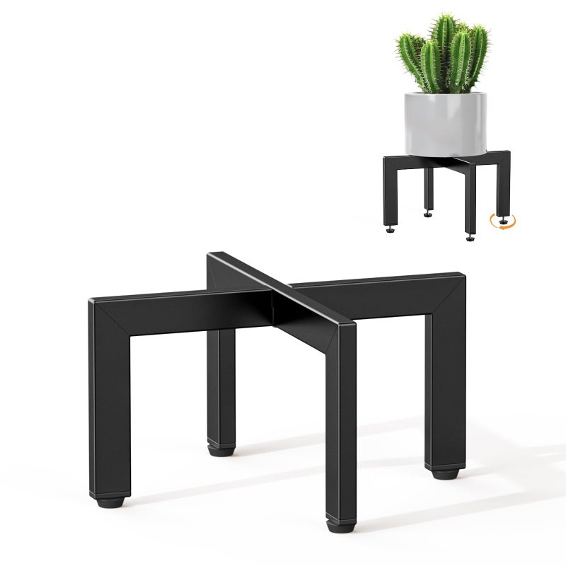JND Adjustable Plant Stand Indoor Outdoor,Metal Modern Plant Stands, Plant Stand with Adjustable Feet,Low Short Plant Stands,Fit 8-12 inch Pots,Black (Pot & Plant Not Included) - Image 1