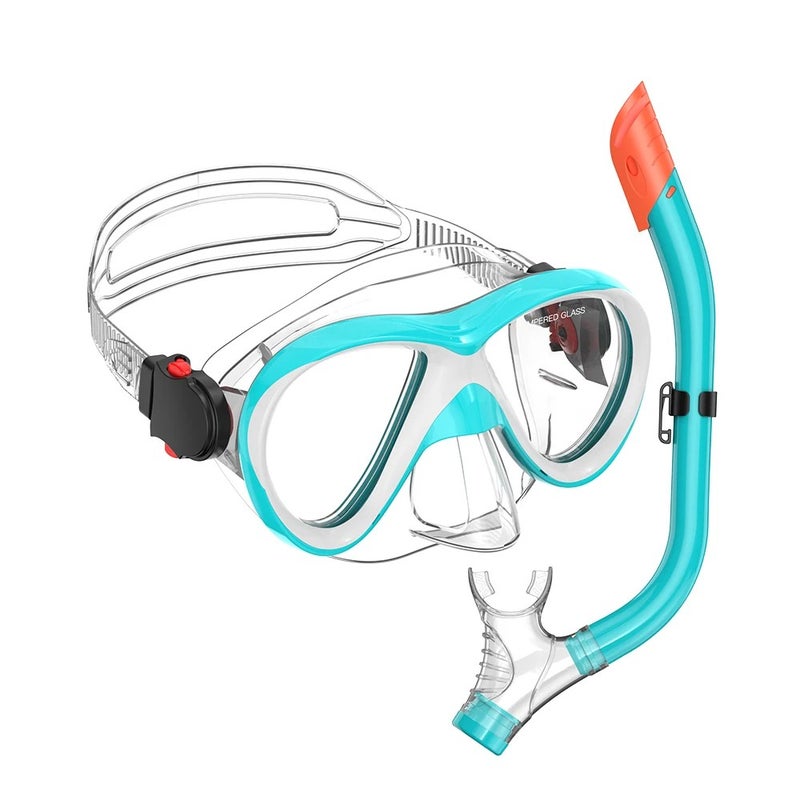 Bluejw Swim Mask Snorkel Mask Set Dive Goggles Silicone Swim Glasses with Nose Cover for Kids  Snorkel Set Scuba Diving Set - Image 3