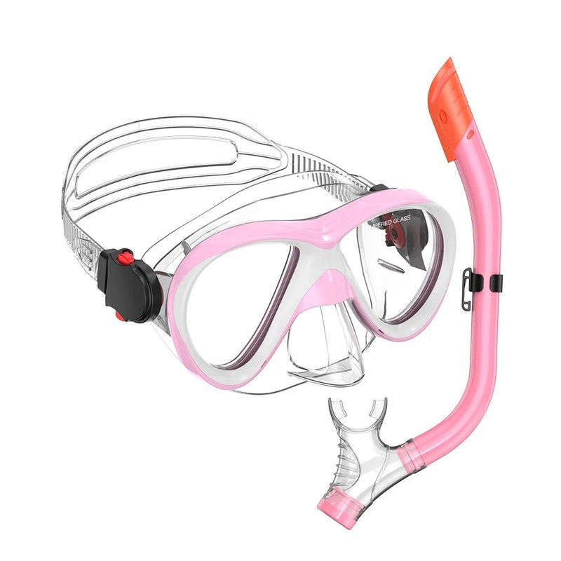 Bluejw Swim Mask Snorkel Mask Set Dive Goggles Silicone Swim Glasses with Nose Cover for Kids  Snorkel Set Scuba Diving Set - Image 4