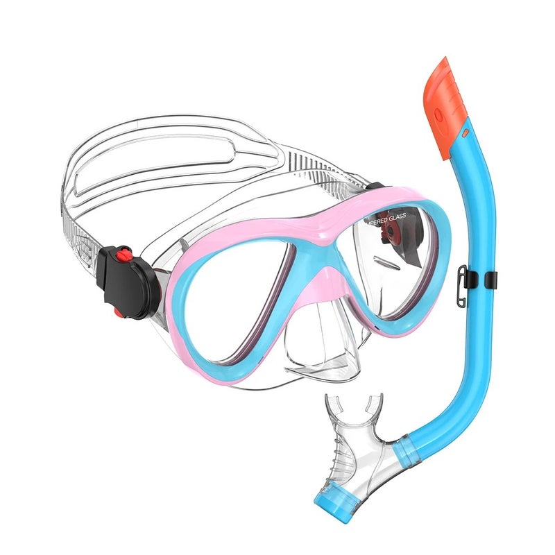 Bluejw Swim Mask Snorkel Mask Set Dive Goggles Silicone Swim Glasses with Nose Cover for Kids  Snorkel Set Scuba Diving Set - Image 2