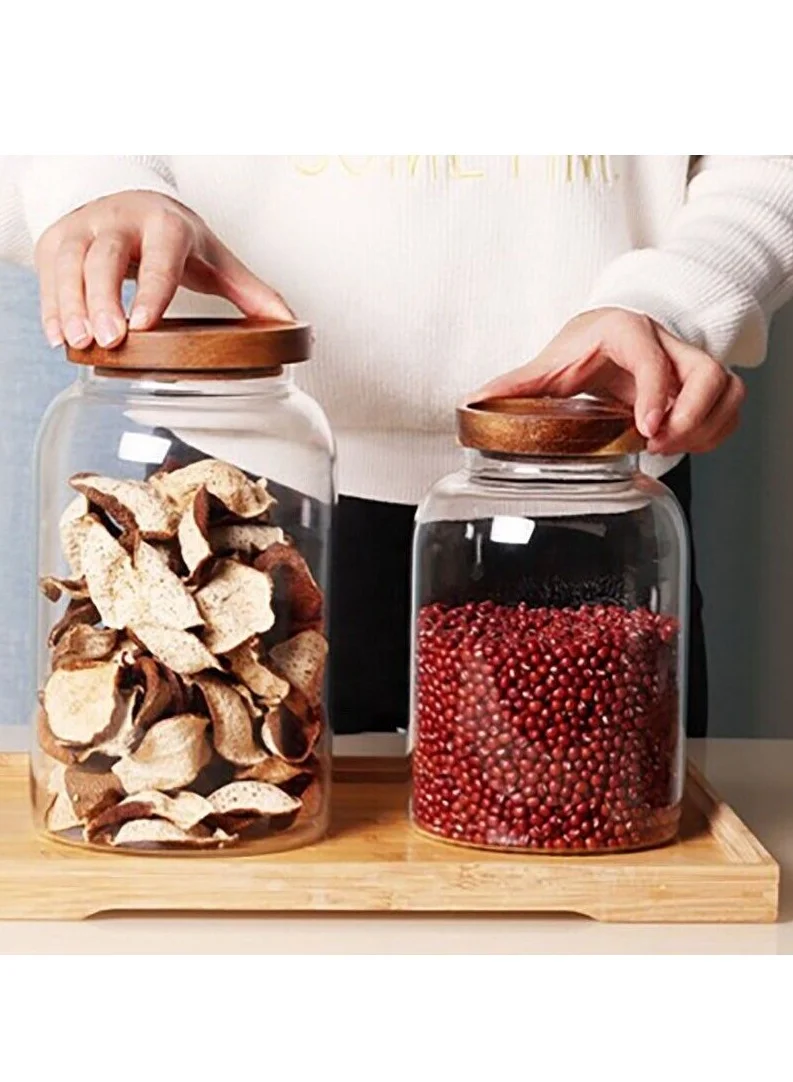 1Chase Borosilicate Glass Coffee Storage Jar with Lids Thicken Glass Coffee Canister