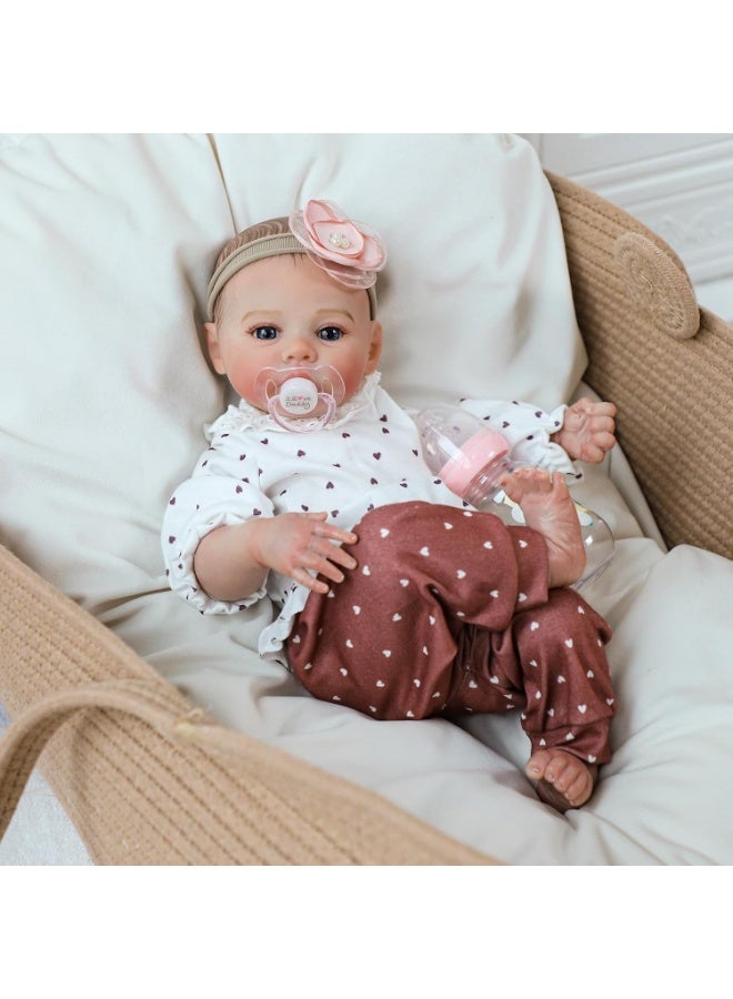 CUNUUDOOL Lifelike Reborn Baby Dolls, 18 Inch Vinyl Silicon Realistic Newborn Baby Dolls Girl, Real Life Baby Dolls With Soft Weighted Body, Real Baby, Gift With Accessories For 3+ Years Old Kids - Image 2