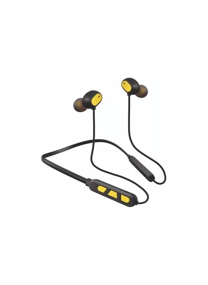 hitage - Hitage NBT-7676 platinum series 12 hours music time wireless neckband bluetooth headset (yellow black, In the Ear) - Image 1