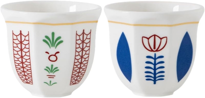 CozyNook Arabic Coffee Cups Set of 2, Ceramic Finjan Cups for Gahwa & Turkish Tea, Small Espresso Coffee Cup Set 100mL - Image 4