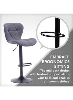 Mahmayi Mahmayi C866 Grey Bar Stool with Adjustable Height - Grey  - Image 5