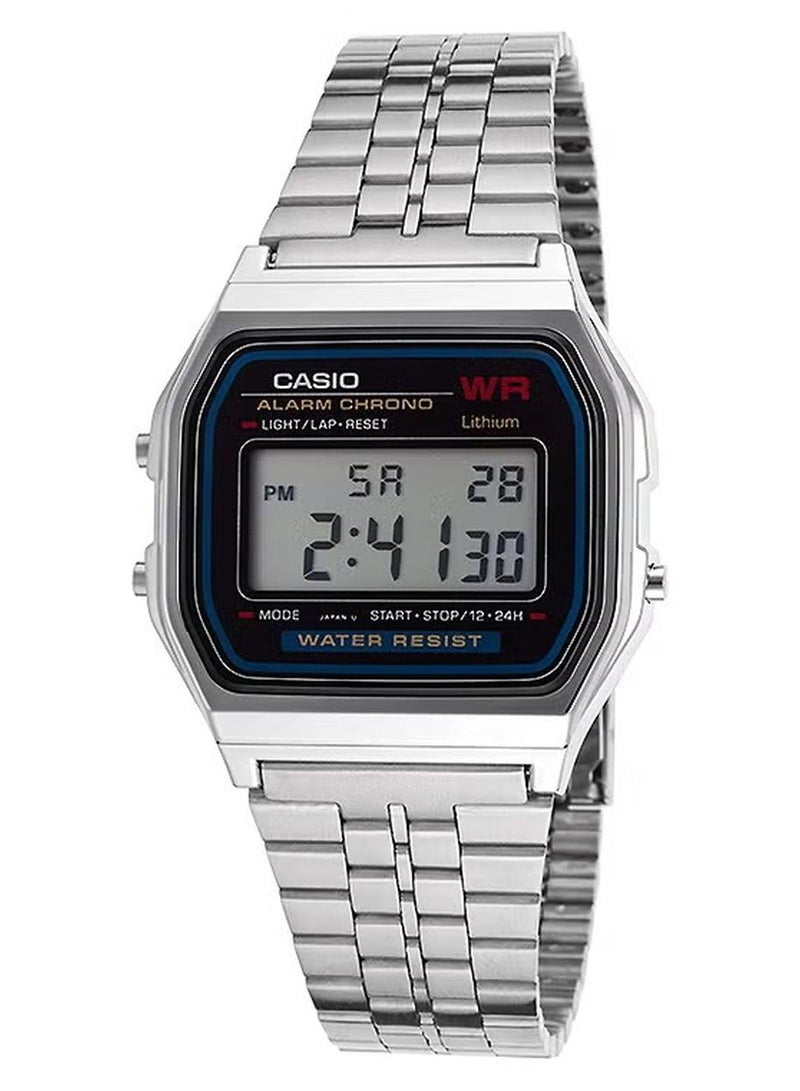 CASIO Men's Water Resistant Stainless Steel Digital Casio Watch A-159W - 33 mm - Silver - Image 1