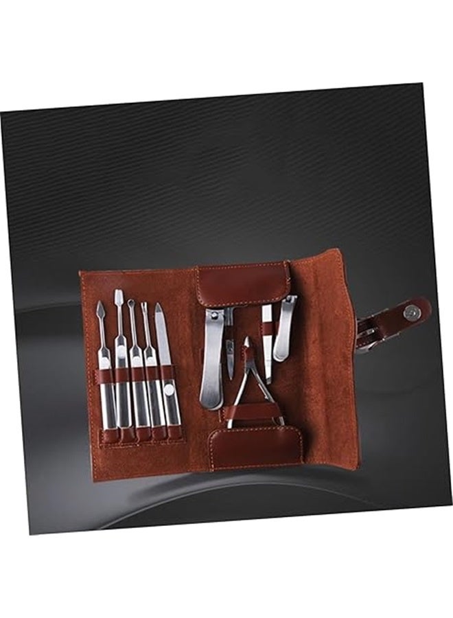 Generic 10-Piece Stainless Steel Household Manicure Tool Set Silver/Brown，Nail Cliers Toenail Cliers in 1 Manicure Set Bulk Nail Clier Pedicure Kit Grooming Kit for Professional Use - Image 3