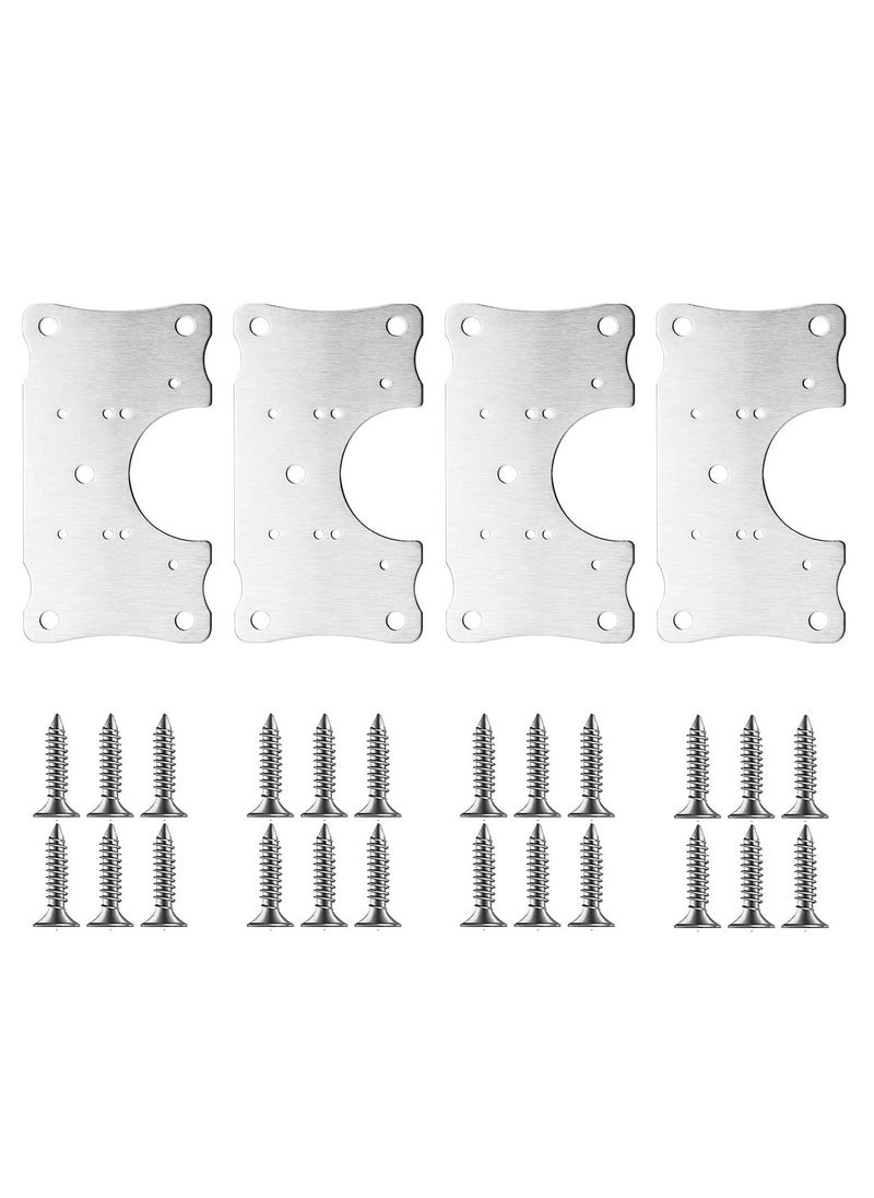 KASTWAVE Cabinet Hinge Repair Plate, Stainless Steel Hinge Repair Kits with Mounting Screws Wooden for Protecting Furniture and Kitchen Cabinet 4 Half Hole  - Image 1