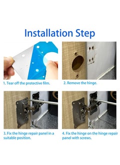 KASTWAVE Cabinet Hinge Repair Plate, Stainless Steel Hinge Repair Kits with Mounting Screws Wooden for Protecting Furniture and Kitchen Cabinet 4 Half Hole  - Image 5