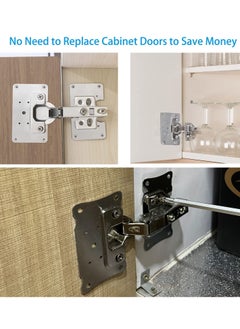 KASTWAVE Cabinet Hinge Repair Plate, Stainless Steel Hinge Repair Kits with Mounting Screws Wooden for Protecting Furniture and Kitchen Cabinet 4 Half Hole  - Image 4