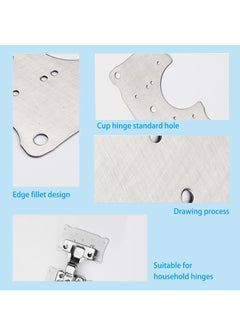 KASTWAVE Cabinet Hinge Repair Plate, Stainless Steel Hinge Repair Kits with Mounting Screws Wooden for Protecting Furniture and Kitchen Cabinet 4 Half Hole  - Image 2