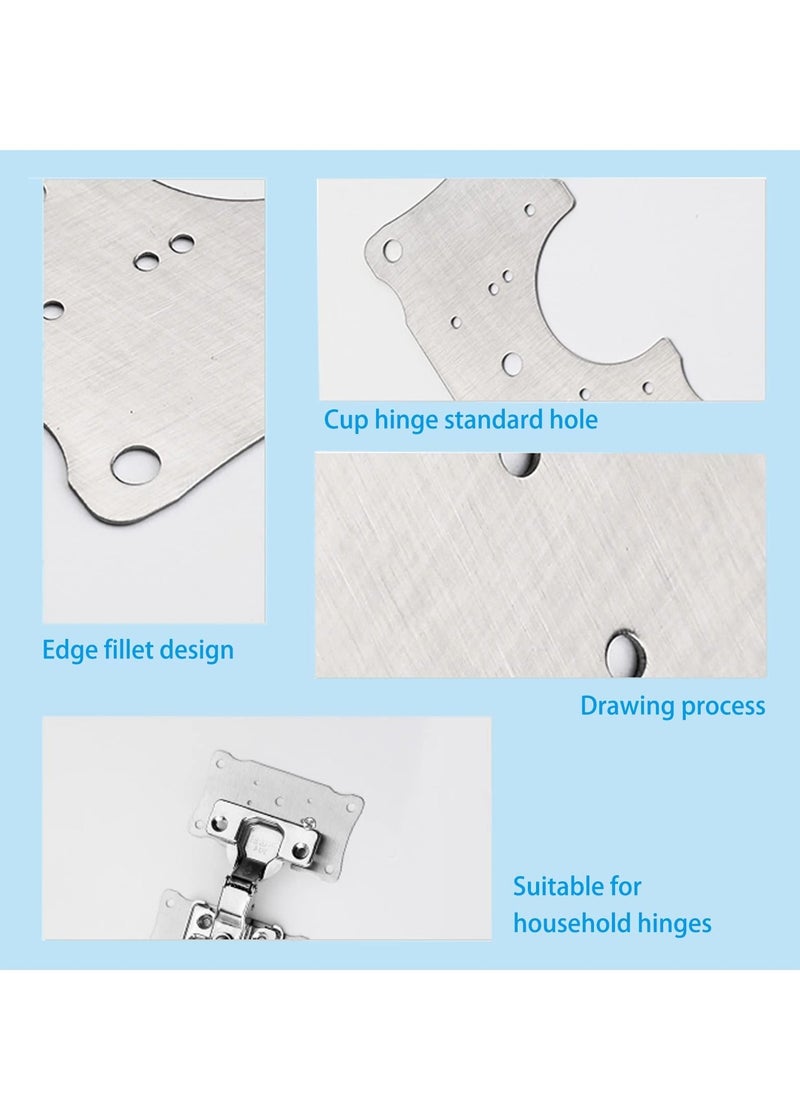 KASTWAVE Cabinet Hinge Repair Plate, Stainless Steel Hinge Repair Kits with Mounting Screws Wooden for Protecting Furniture and Kitchen Cabinet 4 Half Hole  - Image 2
