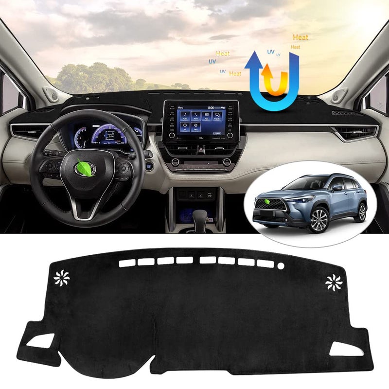 Karltys Dash Cover for Toyota Corolla Cross Accessories 2025 2024 2023 2022 Anti Glare Dashboard Cover Mat Fit Corolla Cross NonSlip Flannel Dash Pad UV Sun Protection Not for Corolla