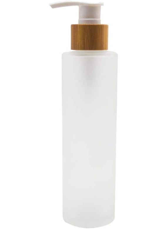 SYBL 1 PC 150ml/5oz Glass Lotion Bottles with Bamboo Pump Dispenser Refillable Pump Bottle Dispenser Soap Dispenser Jar Cosmetic Container Toiletries Bottle for Moisturizer Cream Liquids Essential Oil 