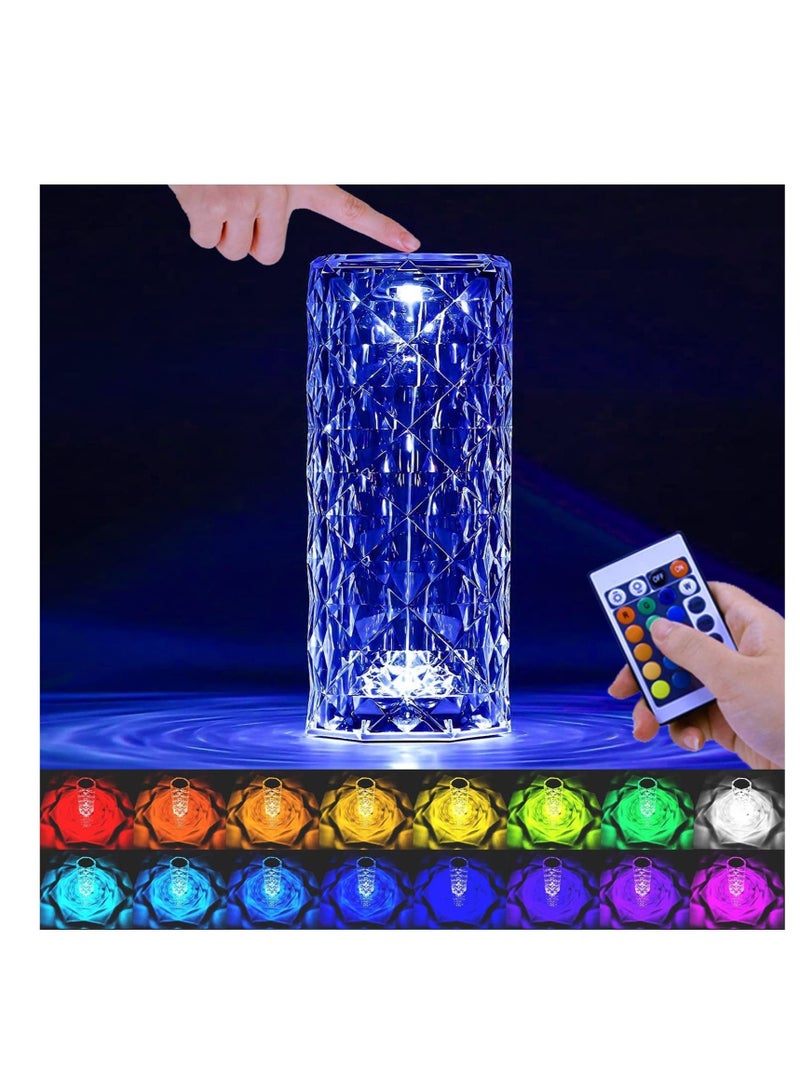 كابتن تيك Table Lamp 16 Colors Adjustable, 6 Brightness, Crystal Lamp for Bedroom Living Room, Bedside Lamp, Nightstand Light with USB-C Charing Touch and Remote Control KSA | Riyadh, Jeddah - Image 1