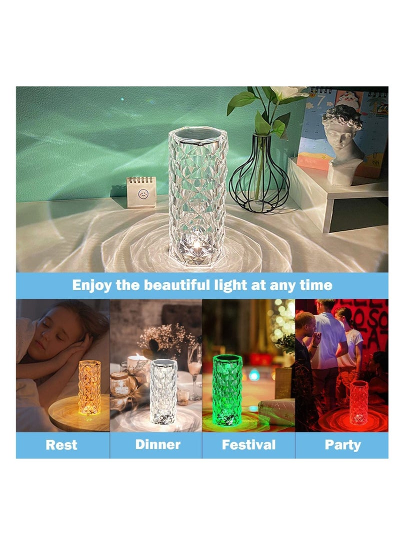 كابتن تيك Table Lamp 16 Colors Adjustable, 6 Brightness, Crystal Lamp for Bedroom Living Room, Bedside Lamp, Nightstand Light with USB-C Charing Touch and Remote Control KSA | Riyadh, Jeddah - Image 4