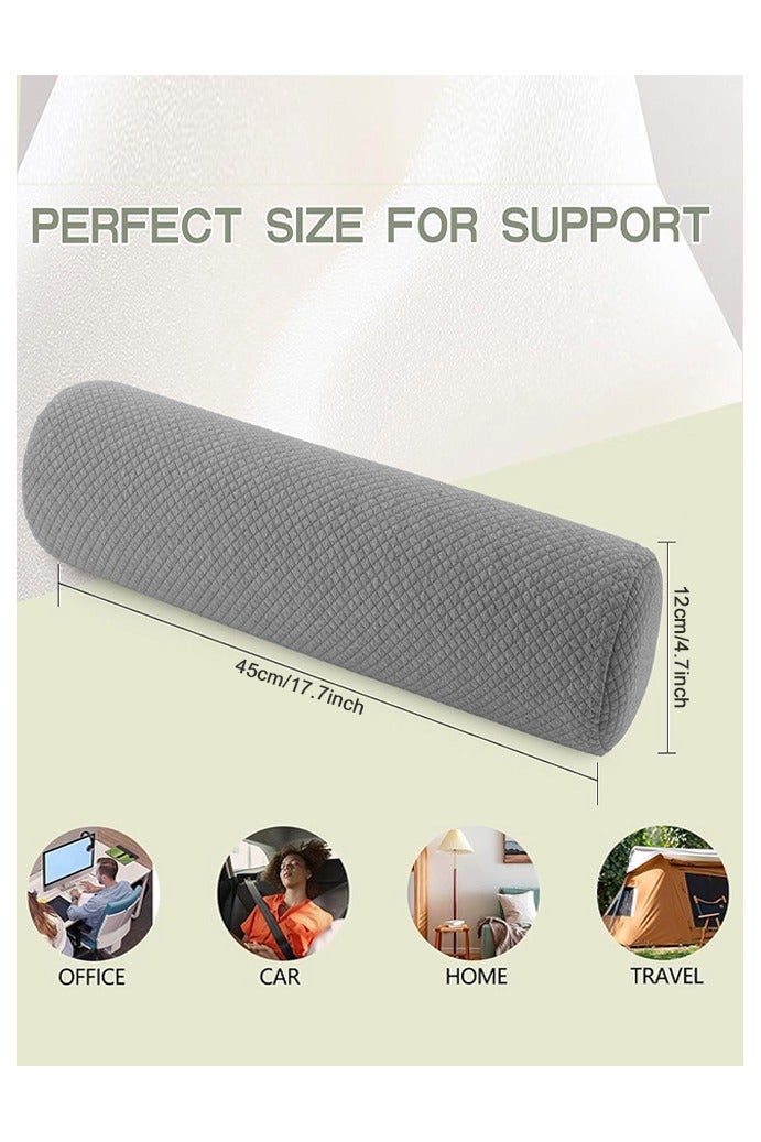 Cervical Neck Roll Foam Pillow, Round Neck Support for Sleeping, Bolster Pillow for Bed, Legs, Back and Yoga, Removable Washable Cover, 4.7 Inch Diameter x 17 Inch Long (Grey) - Image 5
