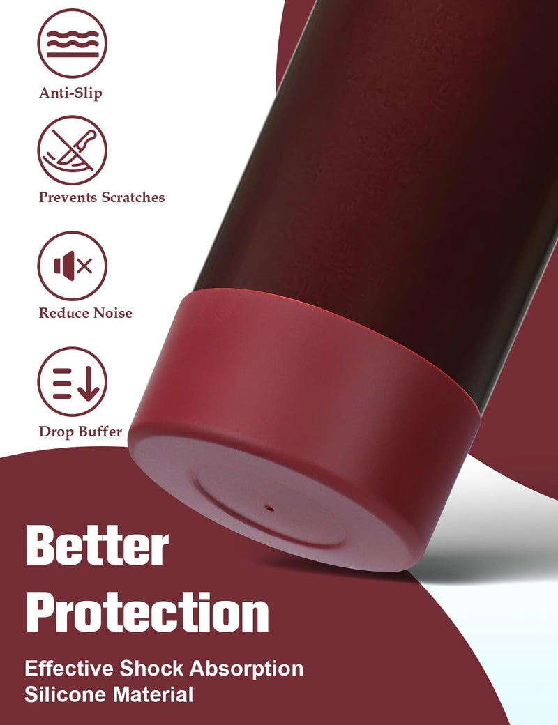 Mity rain 2PCS Silicone Boot for Owala Water Bottle 24 oz 32 oz, Anti-Slip Protective Sleeve Bottom Bumper Protector for FreeSip Stainless Steel Water Bottles Accessories (Black Cherry, 32oz) - Image 3