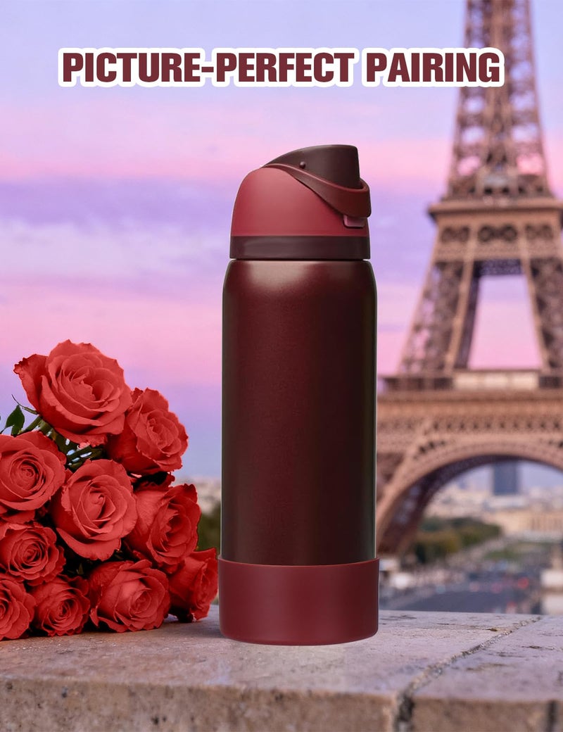 Mity rain 2PCS Silicone Boot for Owala Water Bottle 24 oz 32 oz, Anti-Slip Protective Sleeve Bottom Bumper Protector for FreeSip Stainless Steel Water Bottles Accessories (Black Cherry, 32oz) - Image 5