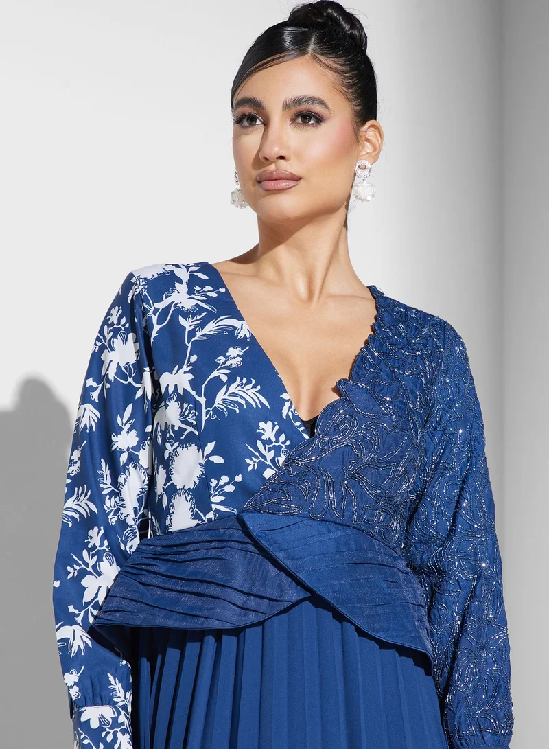 Threadz by Ajooni Floral Pleated Dress