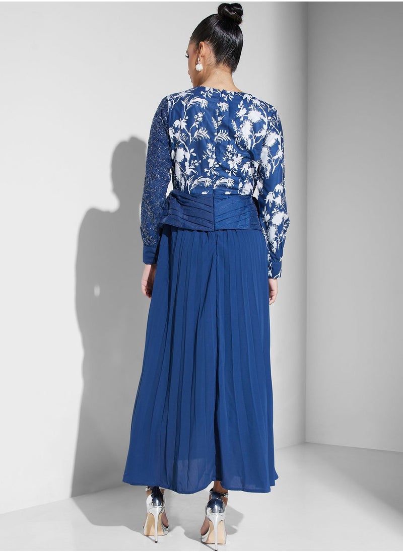 Threadz by Ajooni - Surplice Neck Plisse Dress - Image 1