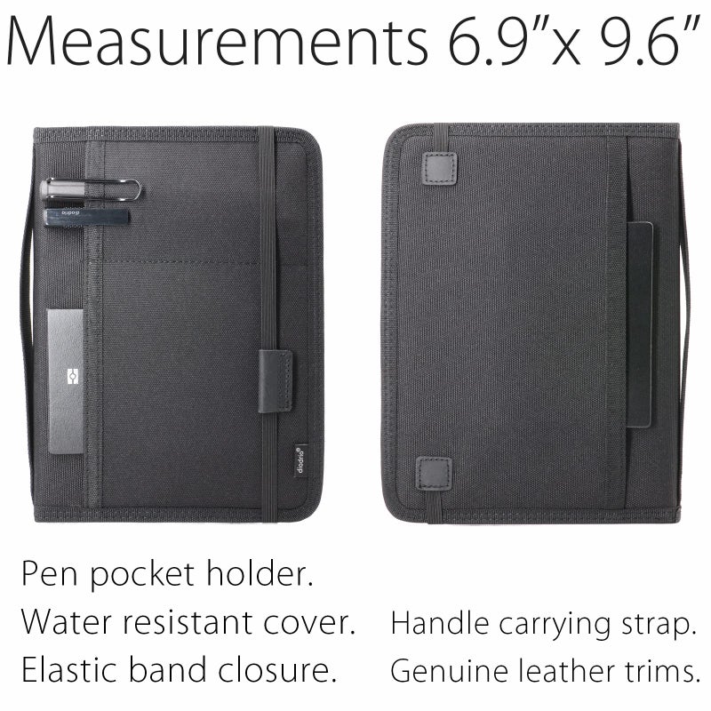 diodrio Journal Notebook Cover for Travel 5.5 x 8.25 A5 Moleskine LEUCHTTURM 1917 Journal Notebook Planner Sketchbook Legal Pad, refillable, Water Resistant, Elastic Band, Inner Pockets, Black - Image 3