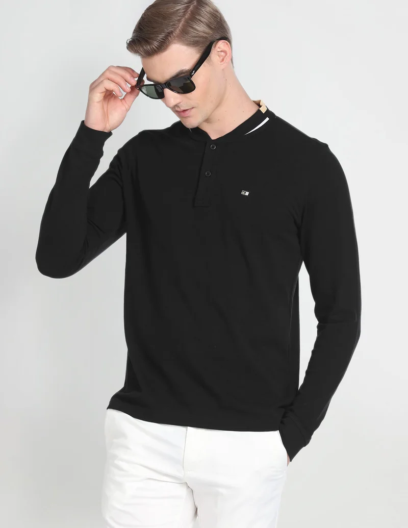 Long Sleeve Stand Neck Polo Shirt
