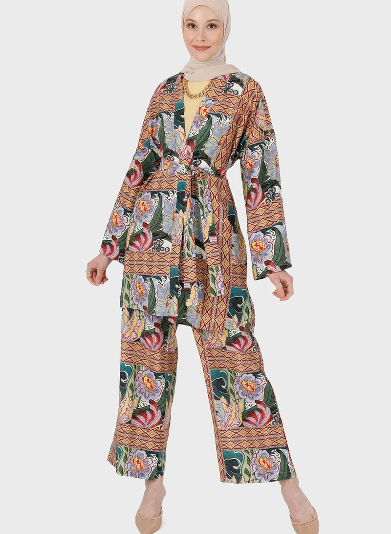 Refka by modanisa Floral Printed Coat