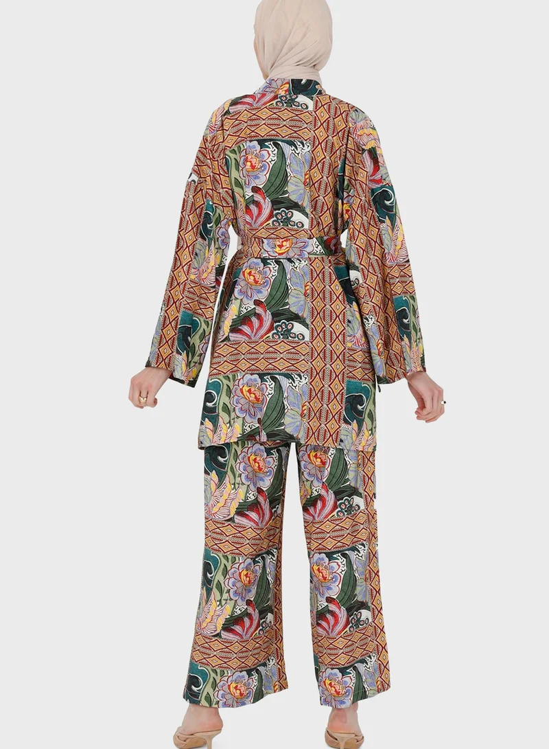 Refka by modanisa Floral Printed Coat