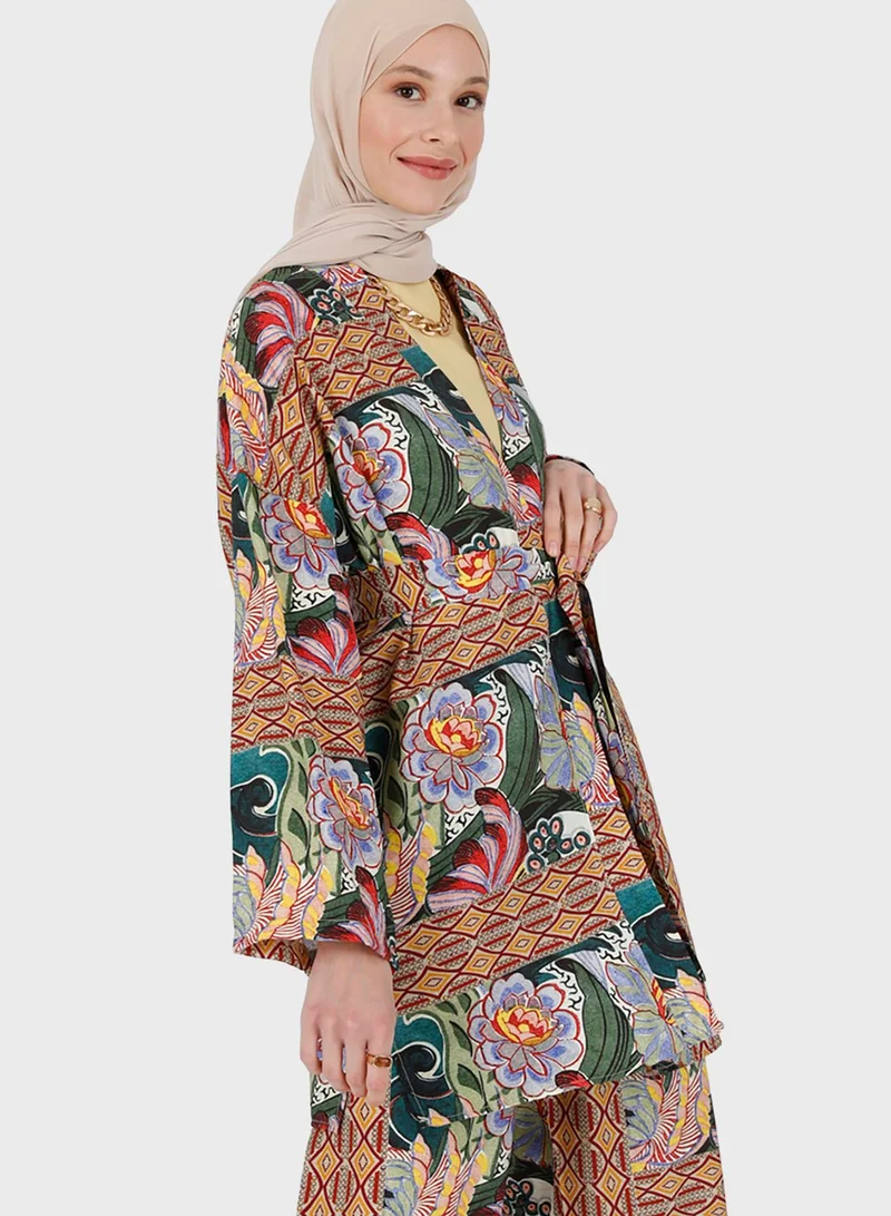 Refka by modanisa Floral Printed Coat