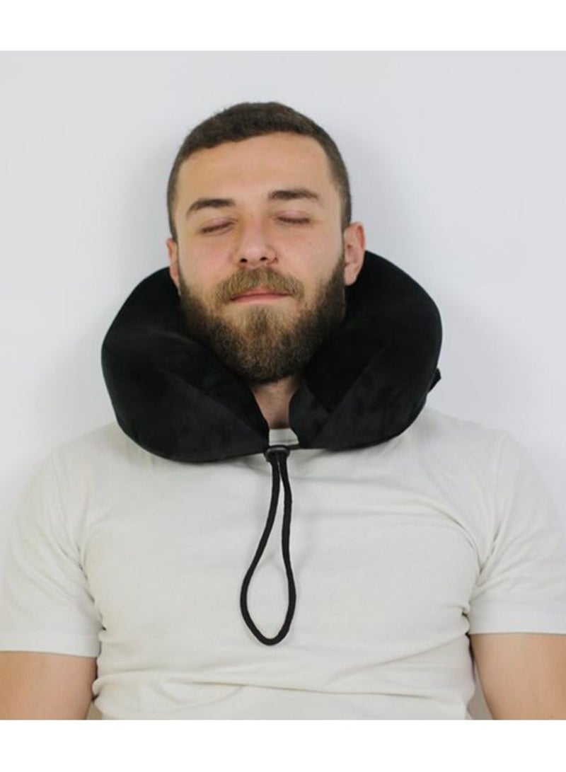 ماكس كمفورت وساده سفر من الميموري فوم الامريكي عالي الجوده لراحة الرقبه اثناء السفر , من ماكس كومفرت , أسود - Image 2