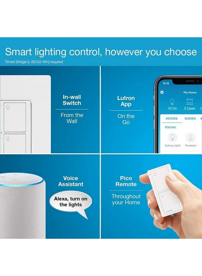 LUTRON Lutron Caseta Original Smart Switch (Lutron Smart Hub Required), for LED Lights and Fans, 6 Amp, Single-Pole/3-Way, Neutral Required, PD-6ANS-BL, Black  - Image 3