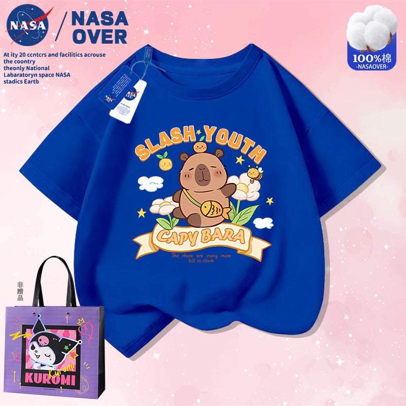 Nasa Co-Name Kapibalakatong Printed Short Sleeve Summer Cotton T-Shirt For Boys And Girls Fashionable Half Sleeve For Middle And Big Kids - Image 5