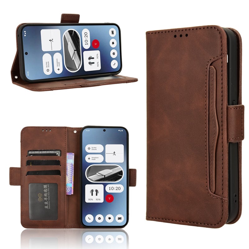 HuHa Case Cover For Nothing Phone 2a Skin Feel Calf Texture Card Slots Leather Phone Case(Brown) - Image 1
