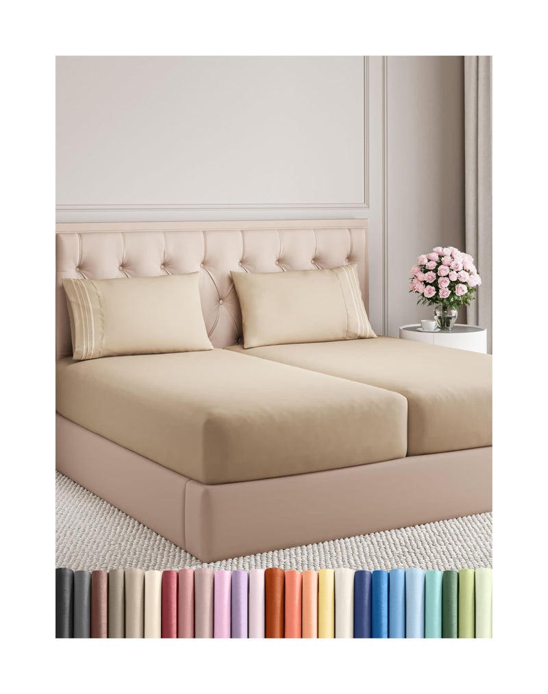 CGK Unlimited Split King Size 5 Piece Sheet Set  Comfy Breathable  Cooling Bed Sheets Set  Hotel Luxury Bedding for Women Men Kids  Teens  Deep Pockets EasyFit Super Soft  Wrinkle Free  OekoTex  Cream