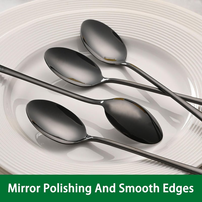 Dehov 7.5 Inches Black Coffee Stirring Spoons Set,Set Of 8 Stanless Steel Iced Teaspoons,Long Handle Mixing Spoons For Cocktail And Sundae,Long Ice Cream Spoons - Image 3