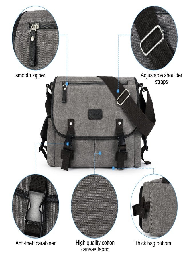WEPLAN Messenger Bag for Men,crossbody bag aesthetic,Unisex Classic Military Canvas Shoulder Bags, Grey - Image 4