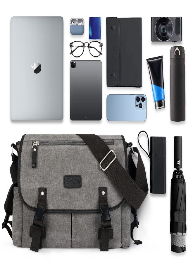 WEPLAN Messenger Bag for Men,crossbody bag aesthetic,Unisex Classic Military Canvas Shoulder Bags, Grey - Image 3
