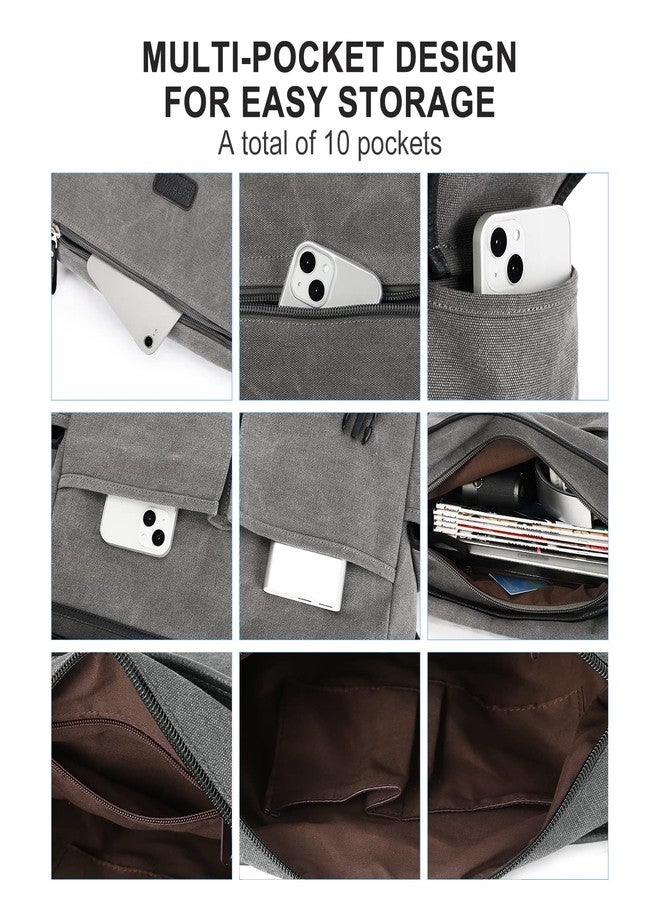 WEPLAN Messenger Bag for Men,crossbody bag aesthetic,Unisex Classic Military Canvas Shoulder Bags, Grey - Image 5