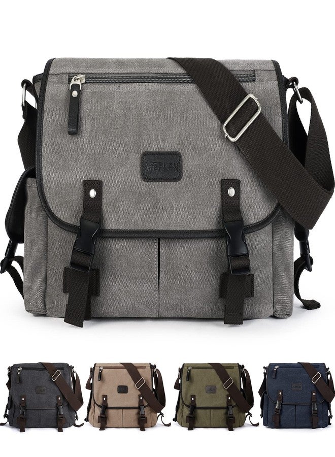 WEPLAN Messenger Bag for Men,crossbody bag aesthetic,Unisex Classic Military Canvas Shoulder Bags, Grey - Image 1