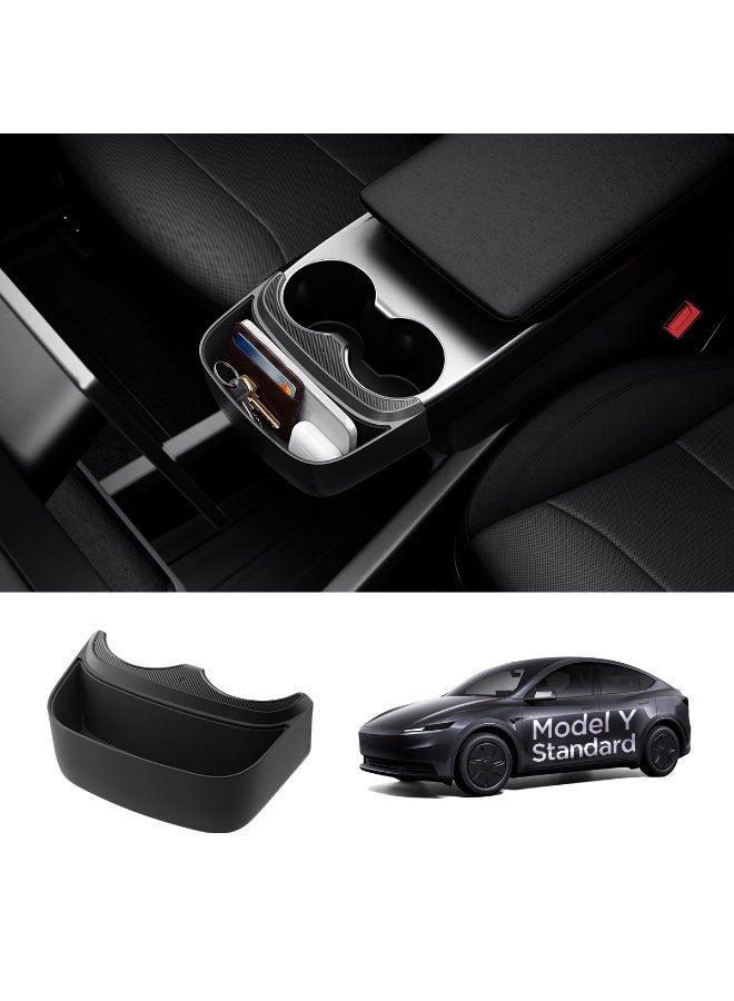 Spigen Center Console Storage Extender for Tesla Model Y Standard 2025/2026 Juniper, Extra Space Organizer, Carbon Fiber Texture, Non Slip Silicone Mat, Anti Rattle - Image 2