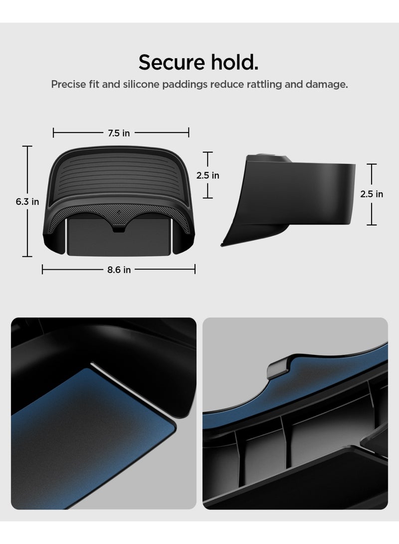 Spigen Center Console Storage Extender for Tesla Model Y Standard 2025/2026 Juniper, Extra Space Organizer, Carbon Fiber Texture, Non Slip Silicone Mat, Anti Rattle - Image 3
