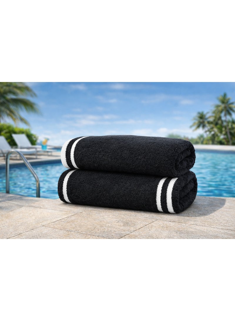بليس كاسا قطعتان من مناشف الشاطئ كبيرة الحجم، كبيرة جدًا، مصنوعة من القطن 100%، منشفة صيفية مخططة لحمام السباحة، ذات قدرة عالية على الامتصاص وناعمة - Image 3