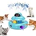 MOHAYA Cat Toys4in1 Automatic Kitten Toy for Bored Indoor Adult Catslectric Flying ButterflyWhack a MoleFeather Track BallsBlue - Image 3